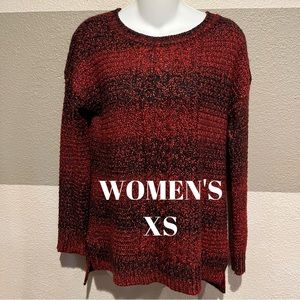 SANCTUARY NORDSTROM Women’s XS Marled Ombre Striped Red Black Pullover Sweater